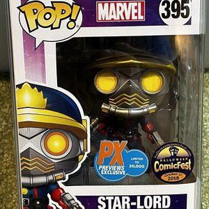 FUNKO POP #395 PX Exclusive Star Lord Figure Free Protector Comic-fest  Marvel